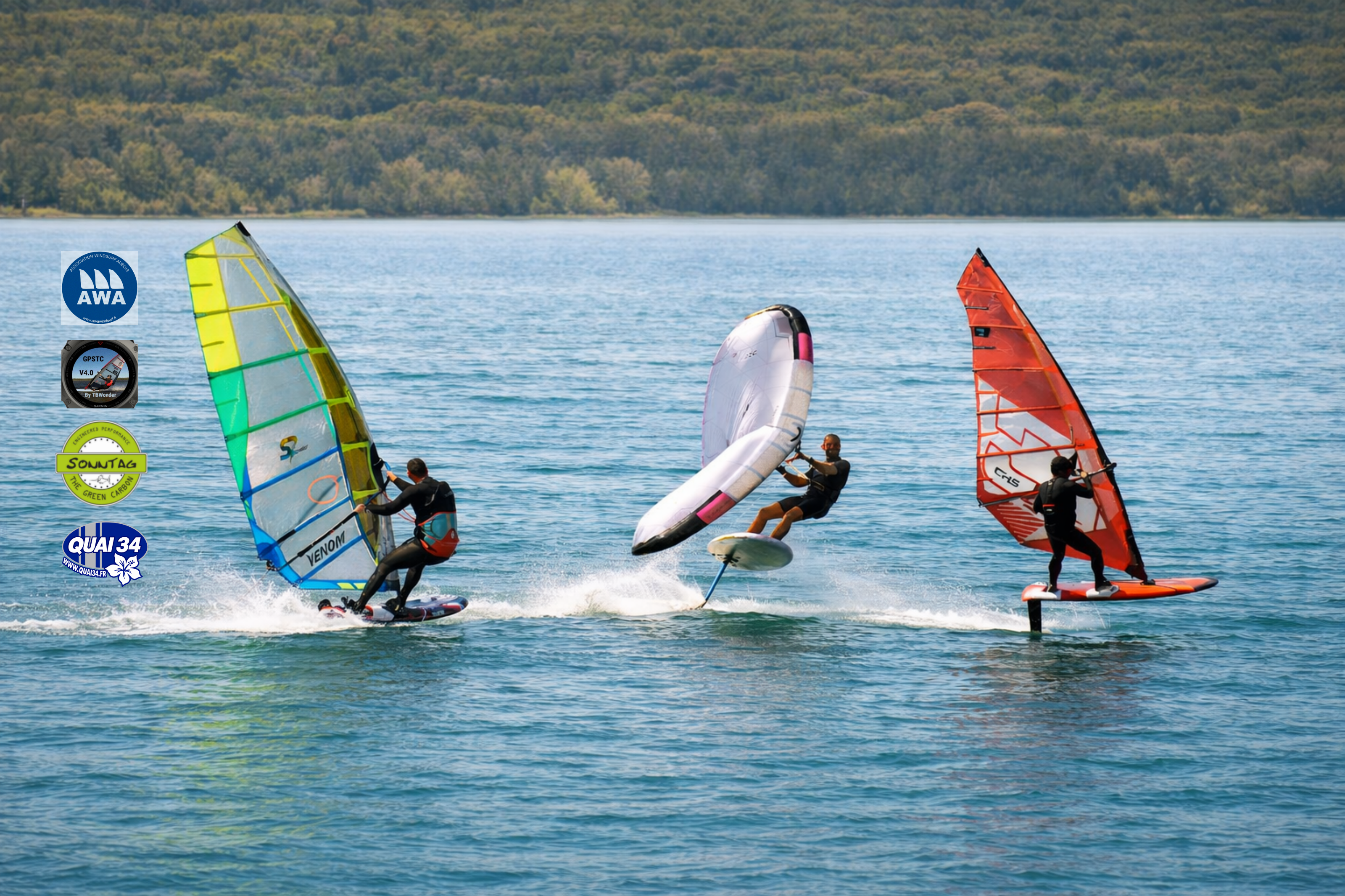 Amateurs de hydrofoil sur le lac